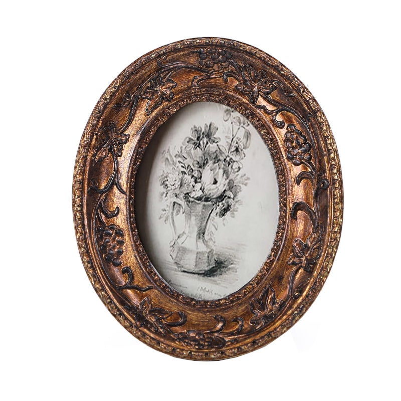 SIKOO 2.5?3.5 Oval Picture Frame Small Vintage Frames Antique Mini Picture Frame Bronze Gold - Image 1