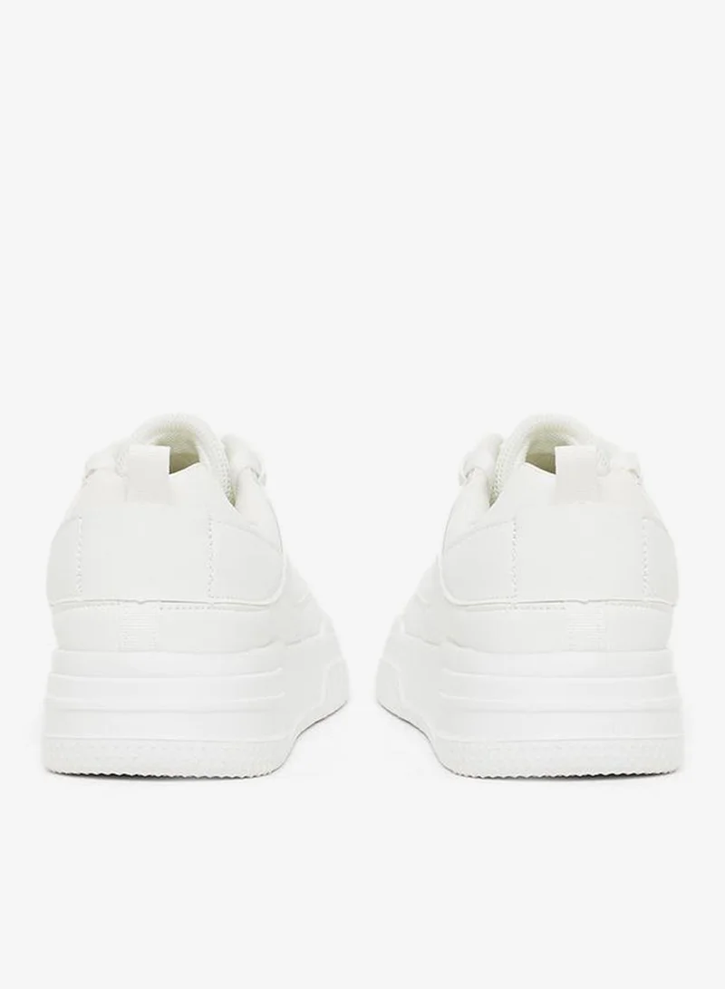 Styli Active Textured Platform Sole Lace Up Sneakers