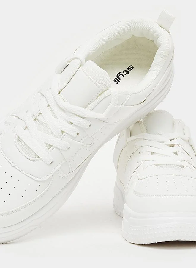 Styli Textured Platform Sole Lace Up Sneakers