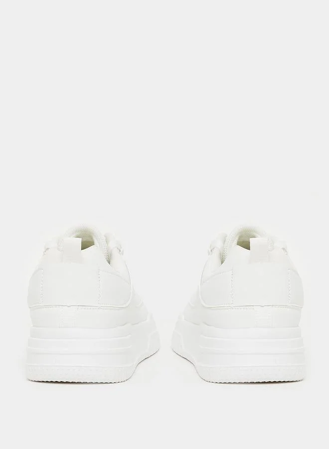 Styli Textured Platform Sole Lace Up Sneakers