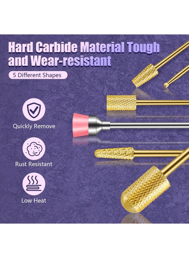 Depvko 13Pcs Nail Drill Bits Set Tungsten Carbide Drill Bits For Nails Cuticle Nail Drill Bits For Acrylic Nails Remover Bits For Manicure Pedicure Home Salon (Gold) - Image 4