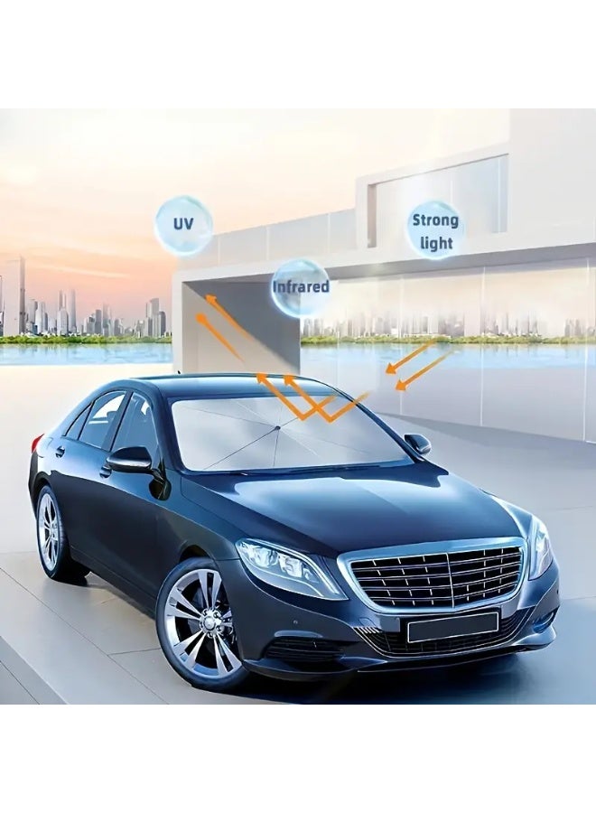 مظلة قابلة للطي لسيارة – حاجب للشمس والزجاج الأمامي، مانع للأشعة فوق البنفسجية والحرارة، سهل الاستخدام - Image 3