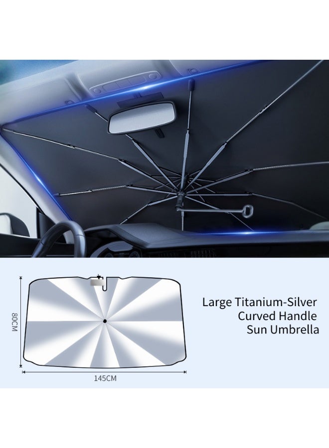 مظلة قابلة للطي لسيارة – حاجب للشمس والزجاج الأمامي، مانع للأشعة فوق البنفسجية والحرارة، سهل الاستخدام - Image 2