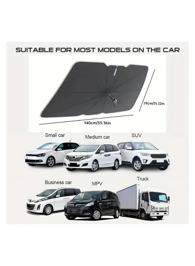 مظلة قابلة للطي لسيارة – حاجب للشمس والزجاج الأمامي، مانع للأشعة فوق البنفسجية والحرارة، سهل الاستخدام - Image 5