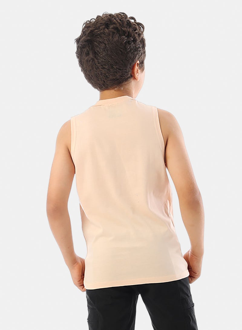 Andora Sleeveless Printed Boys Tank Top - Pale Orange - Image 3