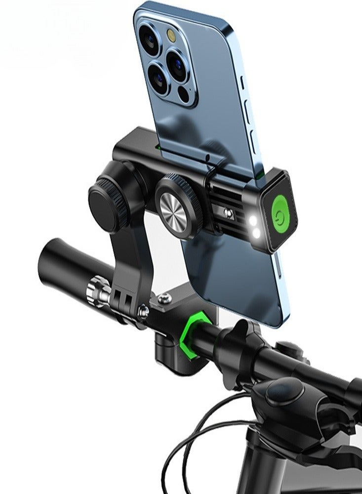 Generic Bike Phone Holder Adjustable Anti-Shake  Stabilize 360° Rotation Motorcycle Phone Holder Bike Phone Holder with Light Flashlight Anti-Off Phone Holder  - Image 1