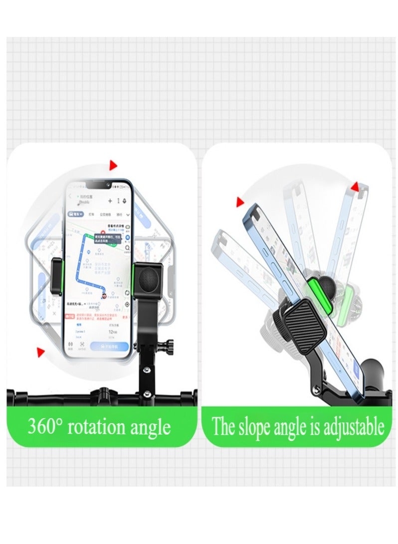 Generic Bike Phone Holder Adjustable Anti-Shake  Stabilize 360° Rotation Motorcycle Phone Holder Bike Phone Holder with Light Flashlight Anti-Off Phone Holder  - Image 3