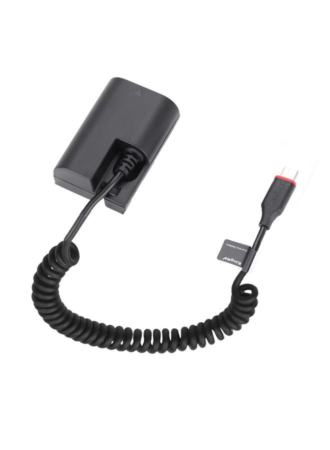 King Ma LP-E6 Dummy Battery Decoded LP-E6 Battery Replacement with Type-C Spring Power Adapter Cable for Canon EOS 5D4 80D 5D2 5D3 70D 60D 6D 7D2 7D 5DRS 6D2 R7 Cameras - Image 1
