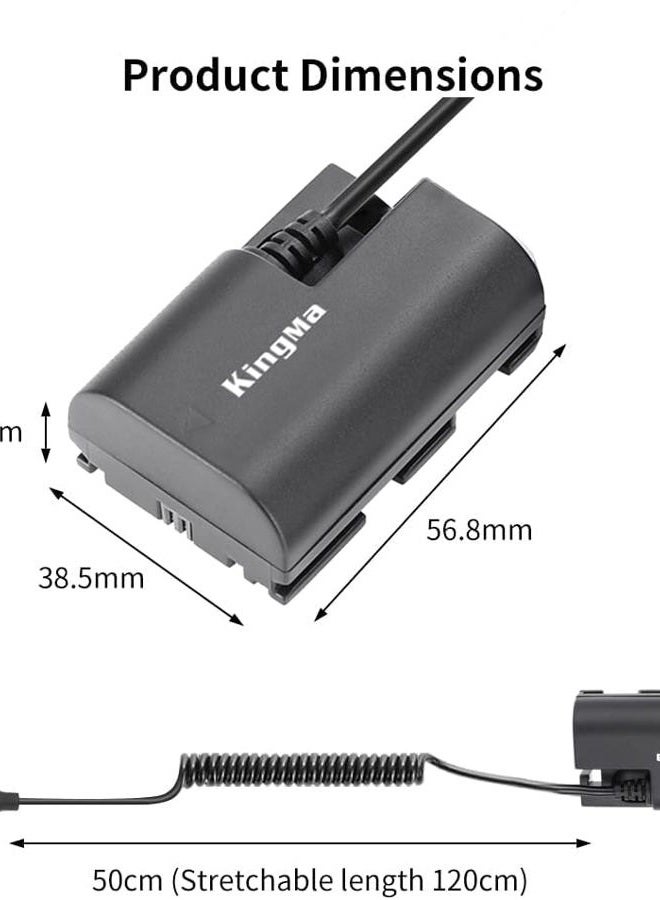 King Ma LP-E6 Dummy Battery Decoded LP-E6 Battery Replacement with Type-C Spring Power Adapter Cable for Canon EOS 5D4 80D 5D2 5D3 70D 60D 6D 7D2 7D 5DRS 6D2 R7 Cameras - Image 4
