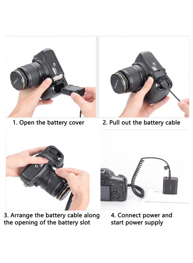 King Ma LP-E6 Dummy Battery Decoded LP-E6 Battery Replacement with Type-C Spring Power Adapter Cable for Canon EOS 5D4 80D 5D2 5D3 70D 60D 6D 7D2 7D 5DRS 6D2 R7 Cameras - Image 3