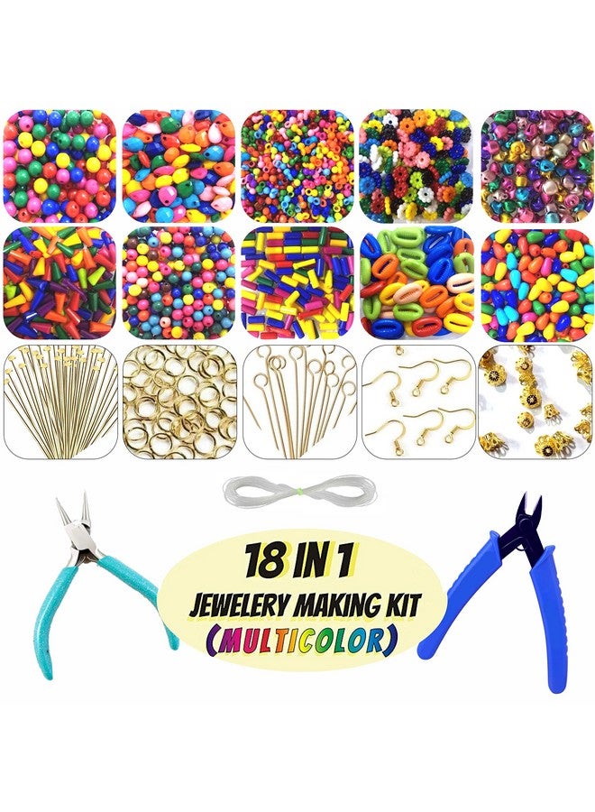 INDIKONB 18 In 1 Diy Creative Fancy Combo Of Artificial Jewellery Making Material Kit, Art And Craft Set (Multicolour)(Beads), Beads, Beads, Metal - Image 1