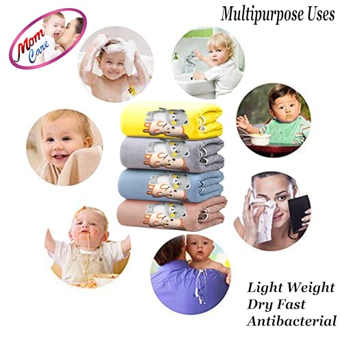 MOM CARE Cotton Microfibre Bath Towels for Kids -Extra Soft/Quick Dry/Strong Water Absorbent/Bathing Towel for Kids,Boys and Girls (1Pcs) Random Color L-70Cm X B-140Cm, 450 Tc, Multicolor - Image 5