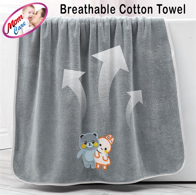 MOM CARE Cotton Microfibre Bath Towels for Kids -Extra Soft/Quick Dry/Strong Water Absorbent/Bathing Towel for Kids,Boys and Girls (1Pcs) Random Color L-70Cm X B-140Cm, 450 Tc, Multicolor - Image 3