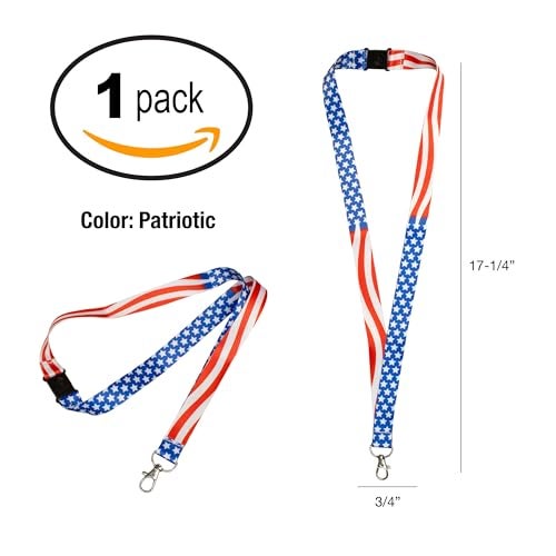 Lucky Line Lanyard with Swivel Snap, Patriotic Design (C206), Medium - Image 4