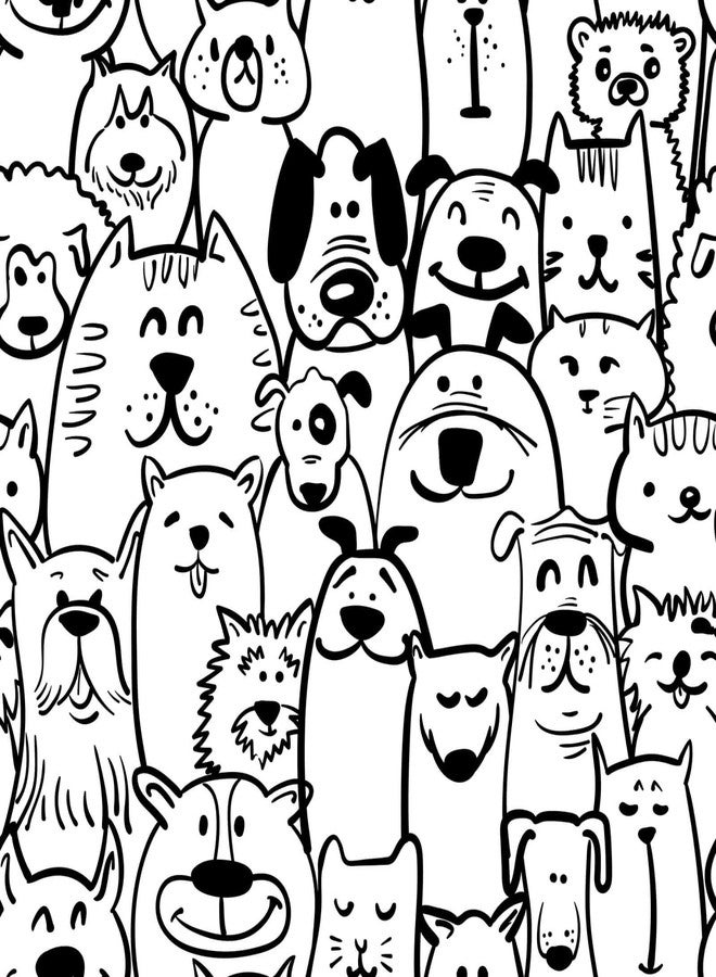 Ismoon Peel and Stick Wallpaper Black and White Contact Paper 17.3x118in Modern Dog Stick on Wallpaper Puppy Removable Self Adhesive Wall Paper for Kids Bedroom Vinyl Wall Decor - Image 1