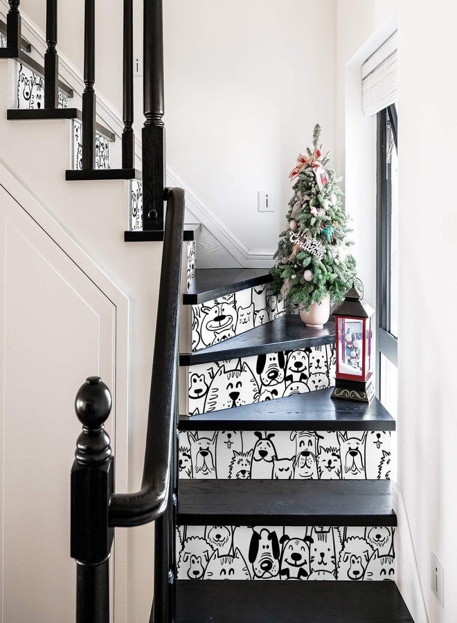 Ismoon Peel and Stick Wallpaper Black and White Contact Paper 17.3x118in Modern Dog Stick on Wallpaper Puppy Removable Self Adhesive Wall Paper for Kids Bedroom Vinyl Wall Decor - Image 5