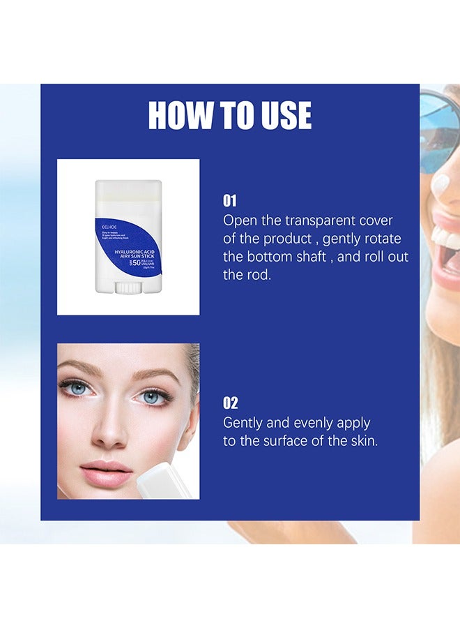 EELHOE Hyaluronic Acid Airy Sun Stick SPF 50+ PA++++ Waterproof Strong Hydrating Sun Stick For Women Men 22g - Image 5