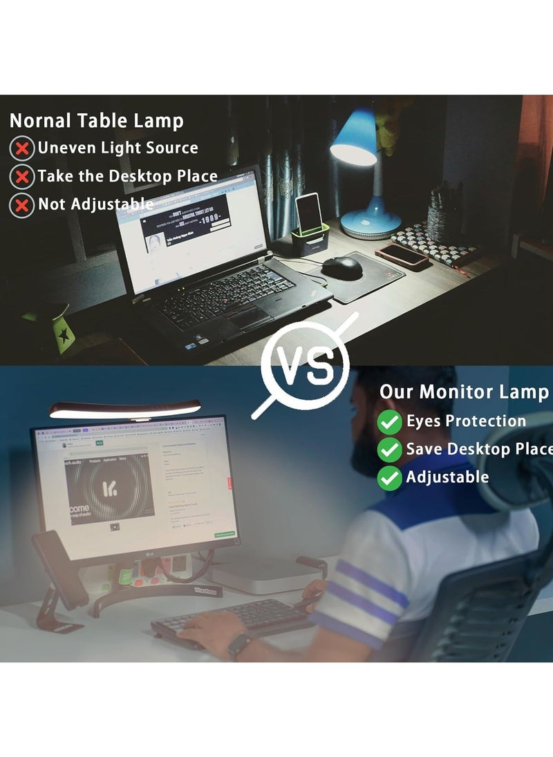 Generic - Monitor Light Bar, RGB Curved Computer Monitor Lamp, with 7 Color RGB Adjustable and 3 Color Main Light Modes Computer Monitor Light, USB Powered Screen Lamp for Desk, Home, Office and Gaming - Image 1