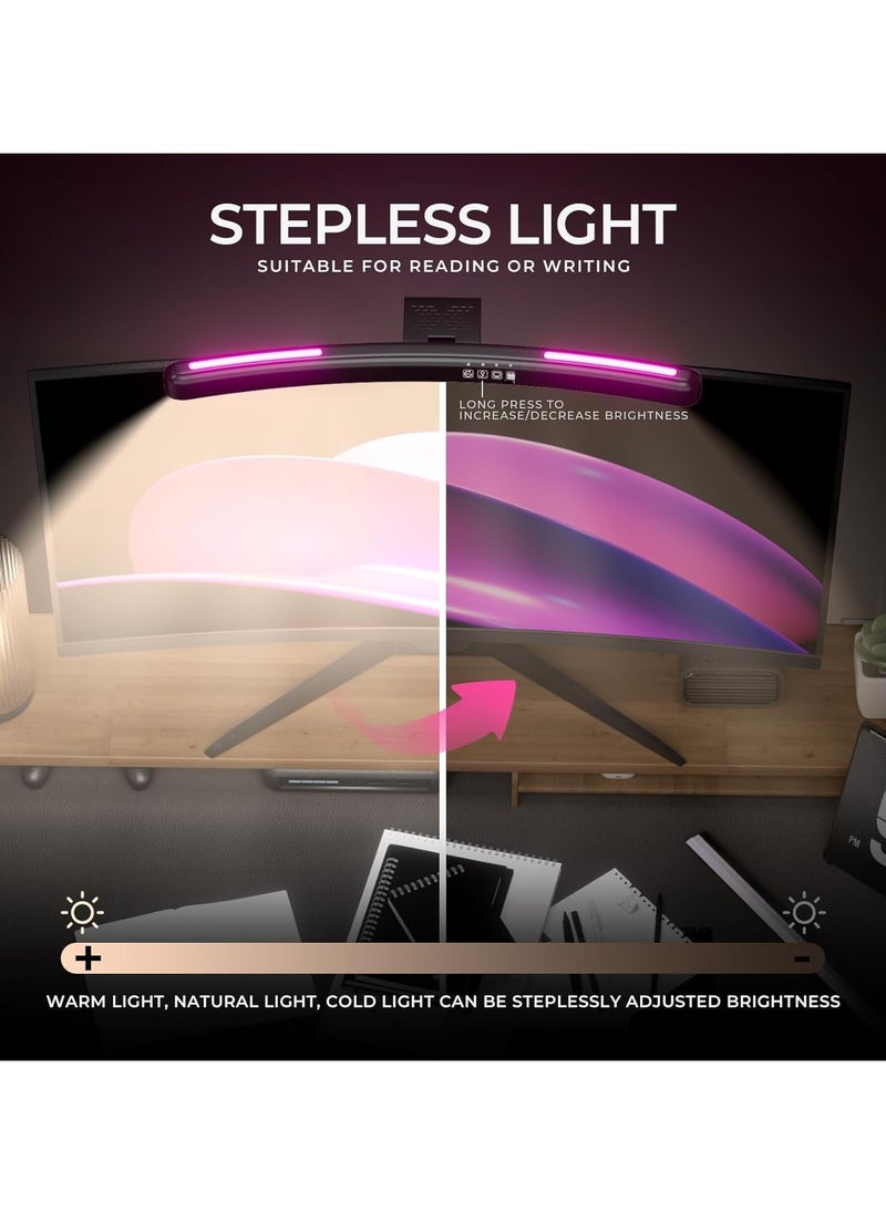 Generic - Monitor Light Bar, RGB Curved Computer Monitor Lamp, with 7 Color RGB Adjustable and 3 Color Main Light Modes Computer Monitor Light, USB Powered Screen Lamp for Desk, Home, Office and Gaming - Image 1