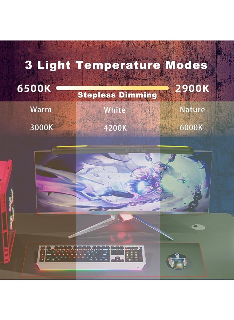 Generic - Monitor Light Bar, RGB Curved Computer Monitor Lamp, with 7 Color RGB Adjustable and 3 Color Main Light Modes Computer Monitor Light, USB Powered Screen Lamp for Desk, Home, Office and Gaming - Image 1