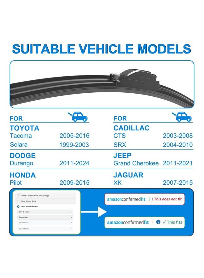 CJPPPZIW ® Windshield Wipers -22"+21" Replacement for 2005-2016 Toyota Tacoma/2011-2024 Dodge Durango,OEM Quality Premium All-Season Wiper Blades (Set of 2) - Image 2