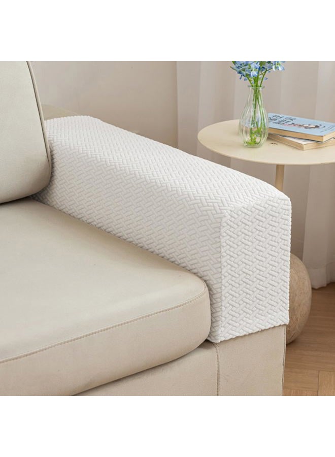 Yoovat Magic Sofa Arm Covers Recliner Couch Armrest Covers Chair Arm Covers Protectors (Texture-Ivory White, Medium (Set of 2)) - Image 1