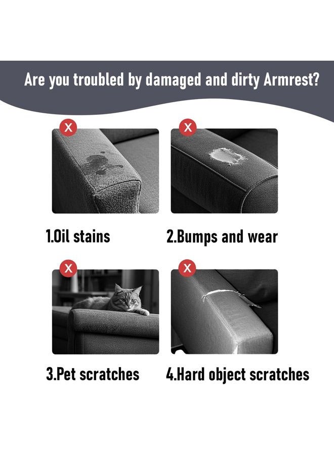 Yoovat Magic Sofa Arm Covers Recliner Couch Armrest Covers Chair Arm Covers Protectors (Texture-Ivory White, Medium (Set of 2)) - Image 5