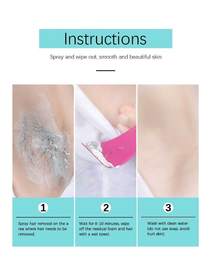 ibcccndc Hair Removal Spray, Painless Hair Removal Spray Armpit Gentle Hair Remover Refreshing Quick Hair Removal Spray, Safe Hair Removal for Underarm, Chest, Back, Leg and Private Part - Image 5