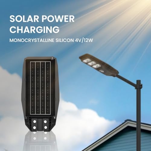 hardoll 300W All in One Solar Street Light LED Outdoor Waterproof Motion Sensor Lamp for Home Garden 10000mah Battery Remote Controlled(ABS,Cool White-Pack of 1) Battery Replaceable - Image 2
