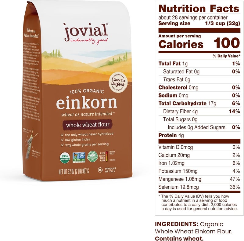 Jovial 100% Organic Einkorn Whole Wheat Flour - 3 Pack (32 oz each) - Image 2