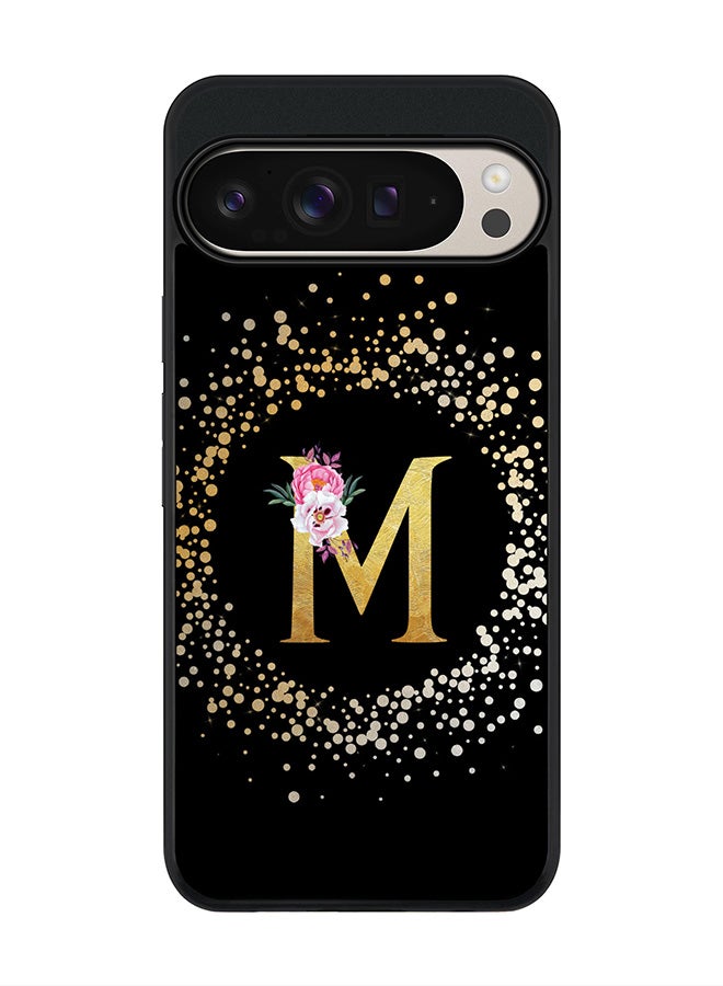 Stylizedd For Google Pixel 9 Pro XL Case,Slim fit Camera Protection, Shockproof Thin Phone cover - Custom Monogram Floral - M ( Black ) - Image 1