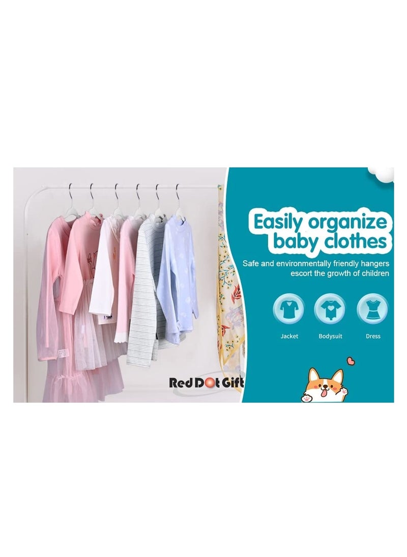 Red Dot Gift 50-Pack White Velvet Kids Hangers - (35cm / 14 Inch) Premium Childrens Hangers for Closet, Ultra-Thin Cute Hangers Kids Clothes Hanger, Small Hangers for Kids Clothes  - Image 2