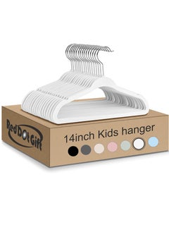 Red Dot Gift 50-Pack White Velvet Kids Hangers - (35cm / 14 Inch) Premium Childrens Hangers for Closet, Ultra-Thin Cute Hangers Kids Clothes Hanger, Small Hangers for Kids Clothes  - Image 1