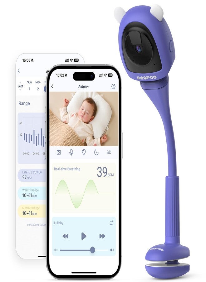 BOOPOO Smart Monitor Camera for Kids - Advanced AI Solution without Sensor, with Crying Detection, Movement and Safe Zones, HD 2K Night Vision, Two-Way Audio (USBMCRIB) - Image 1