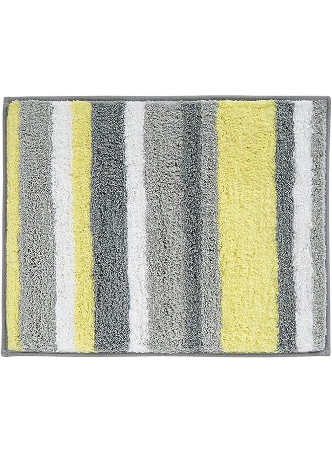 Raxoom Stripz Microfiber Polyester Bath Mat, Non-Slip Shower Accent Rug For Master, Guest, And Kids' Bathroom, Entryway, 21" X 17", Gray And Yellow - Image 1
