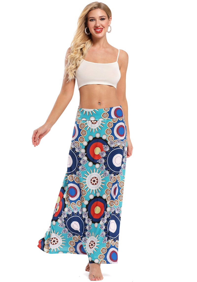 Yinggeli Women's Bohemian Print Long Maxi Skirt (XXX-Large, C-Flower) - Image 4