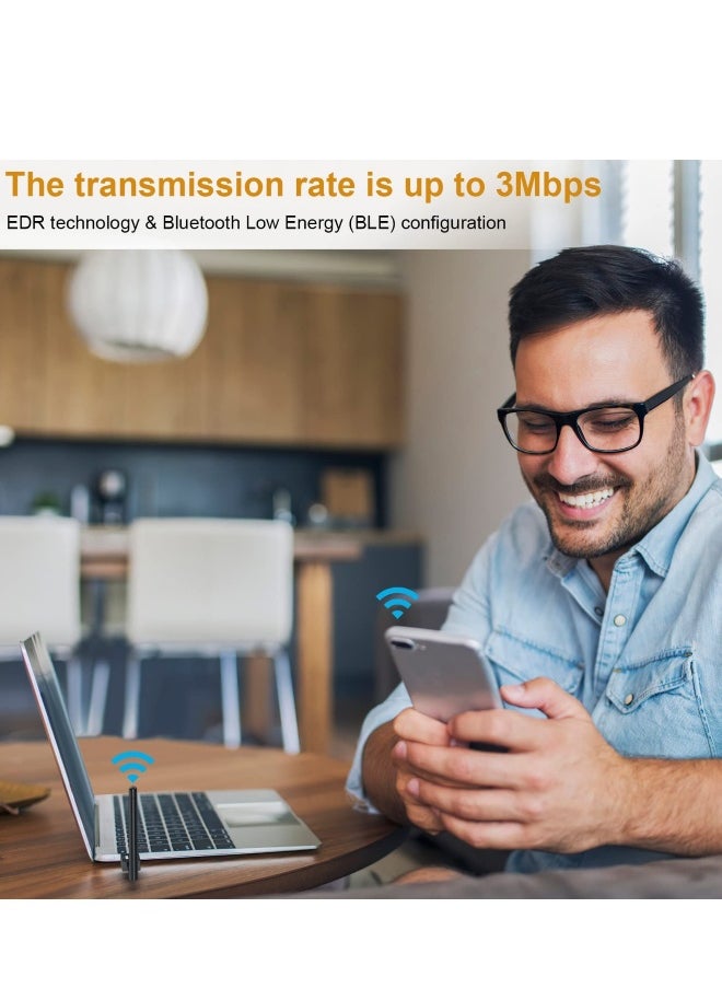 ماركة غير محددة محول USB بلوتوث 5.3 بعيد المدى لجهاز الكمبيوتر المكتبي - اتصال لاسلكي 328 قدم للفأرة، لوحة المفاتيح، وسماعات الرأس - متوافق مع ويندوز 11/10/8.1 - نقل بيانات عالي السرعة، تأخير منخفض، توصيل وتشغيل  - Image 3