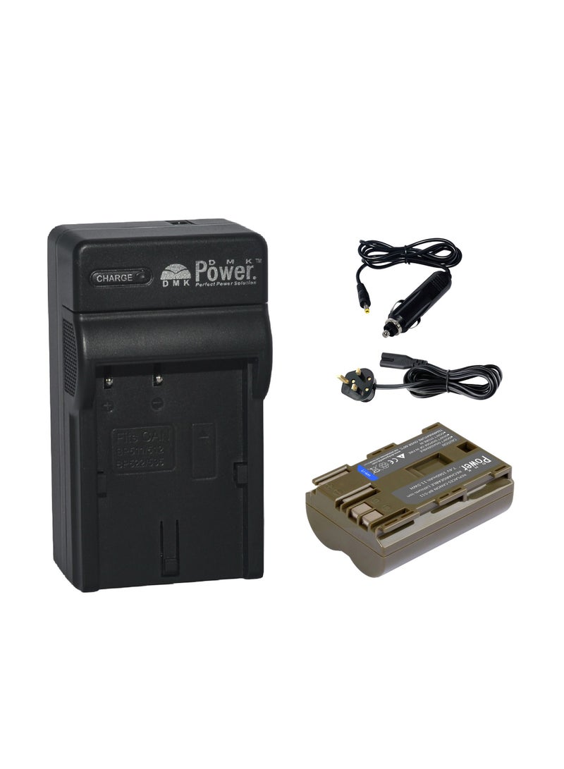 DMK Power BP-511 1560mAh Batteries with TC600C Car Charger Compatible with Canon EOS 5D 50D 40D 20D 30D 10D Digital Rebel 1D D60 300D D30 etc, - Image 1