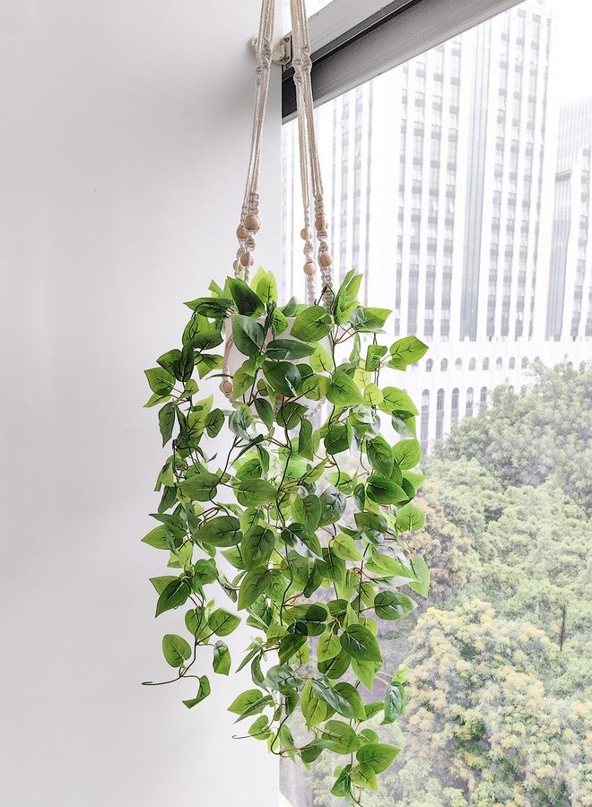 Comtelek Fake Hanging Plants Artificial Plants for Home Decor Macrame Plant Hanger with Fake Vines Faux Hanging Planter Greenery for Wall Ceiling Bedroom Bathroom Kitchen Office Boho Decor Indoor - Image 4