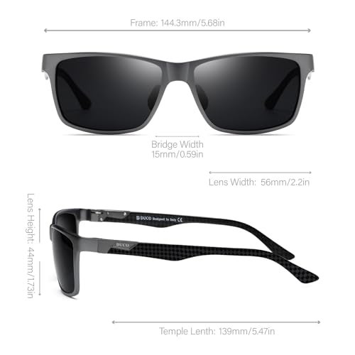 DUCO Mens Sunglasses Polarized Rectangle Sunglass for Men Lightweight Carbon Fiber UV400 Protection 8206 - Image 3