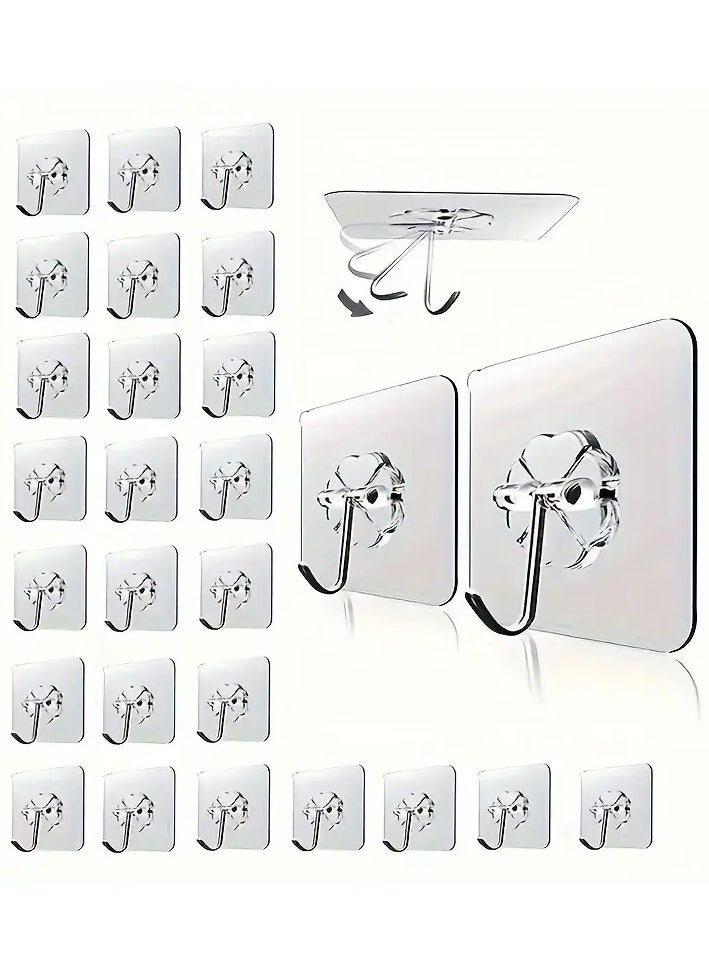Rozino Clear Adhesive Hooks Set: 30 Pieces - Multi-Purpose Kitchenware Hooks with Non-Slip, Odorless Design  - Image 1