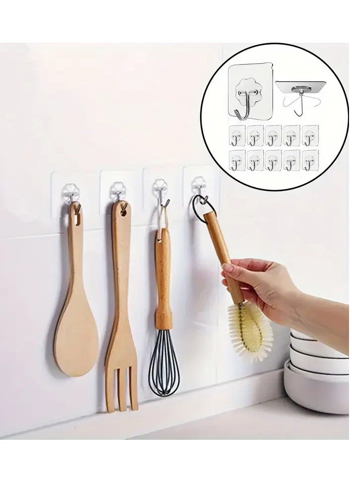 Rozino Clear Adhesive Hooks Set: 30 Pieces - Multi-Purpose Kitchenware Hooks with Non-Slip, Odorless Design  - Image 3