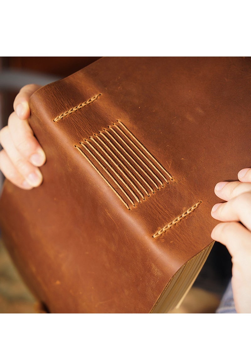 SYOSI Leather Bound Journal for Men Women Rustic Vintage Handmade Large Writing Notebook for Business Travel Daily Notepad Sketchbook Gift Brown - Image 4