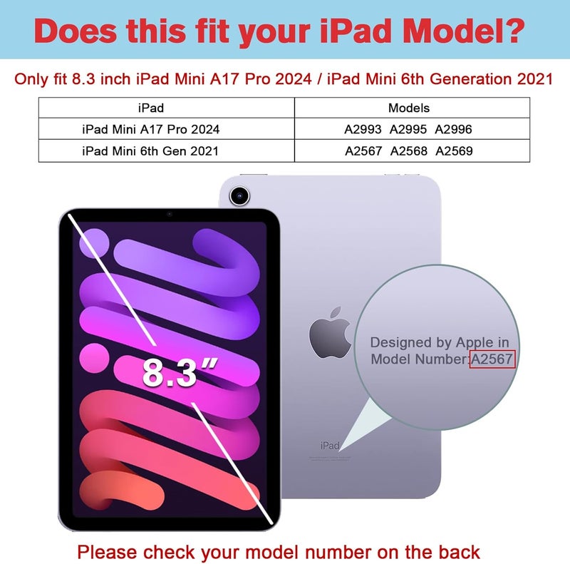 Procases Rugged Case For Ipad Mini 7Th A17 Pro 2024 / 6Th Generation 8.3" 2021, Heavy Duty Shockproof Rugged Cover With Hand Strap 360 Degree Rotatable Kickstand Protective For Ipad Mini 8.3 -Magenta - Image 2