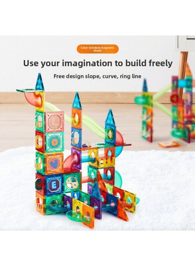 Loquat Magnetic Film Direct Magnetic Color Window Educational Toys Changeable Magnetic Bar A Generation Of Hair-Color:3c Certified Pure Magnetic Model 46 Pieces + Free Wheel Bag - Image 3