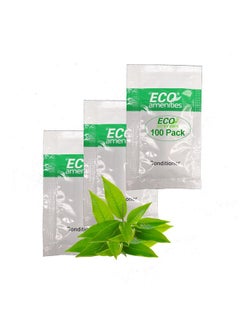 ECO Amenities Travel Size Hair Conditioner For Women & Men - Hotel Supplies For Guests - Refreshing Bulk Travel Size Airbnb Toiletries - 0.35Fl Oz (10Ml), 100 Pack, Green Tea Scent - Easy Tear Sachets  - Image 1