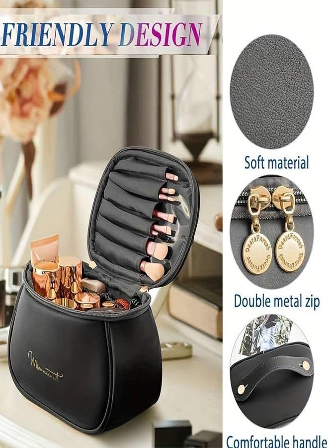 SRHV Cosmetic Makeup Pouch Bag for Women & Girl, PU Leather Organizer Multi Pockets, Portable, Spacious Main Compartment, Waterproof Toiletry Pouch for Travel, Daily Use Skincare & Accessories, Multicolor - Image 4