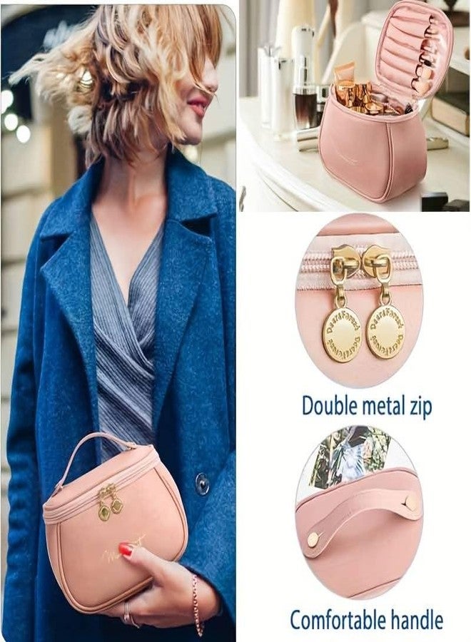 SRHV Cosmetic Makeup Pouch Bag for Women & Girl, PU Leather Organizer Multi Pockets, Portable, Spacious Main Compartment, Waterproof Toiletry Pouch for Travel, Daily Use Skincare & Accessories, Multicolor - Image 3