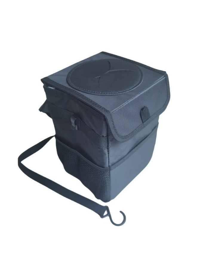 HALAMODO Car Trash Can with Lid and Storage Pockets - Leak-Proof Organizer, Waterproof Garbage Can, Multipurpose Trash Bin for Car,Black ﻿ - Image 4