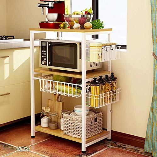 INDIAN DECOR. 46600 3 Layers Floor Mount Kitchen Vegetable Multifunction Microwave Oven, Condiment, Rice Cooker Rack, L 52 X W 33 X H 70 Cm Stainless Steel White - Image 2